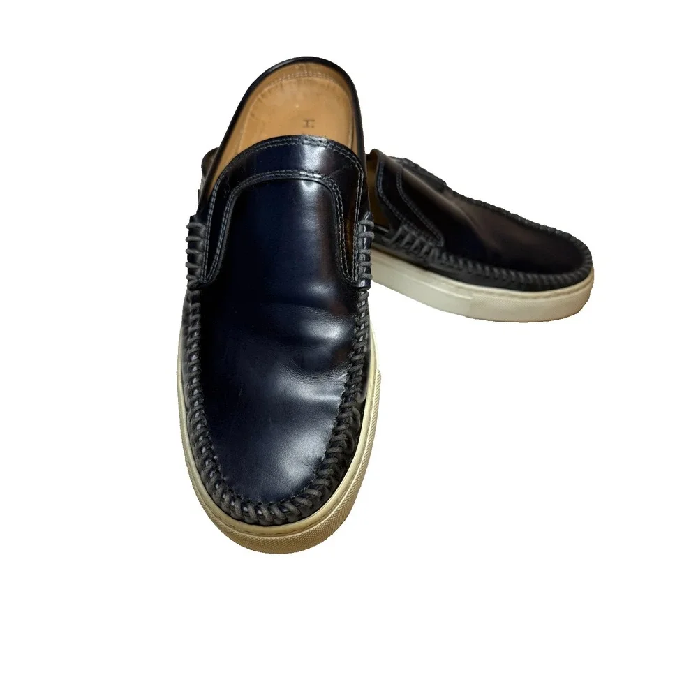 Harrys of London Men Loafer Slide Old Money Handmade Leather Blue Vibram Mule 42